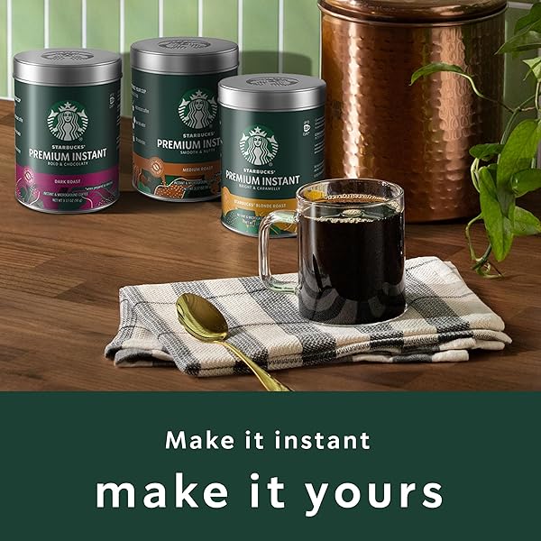 STARBUCKS PREMIUM INSTANT COFFEE, MEDIUM ROAST COFFEE, ARABICA BEANS, 3.17 OZ