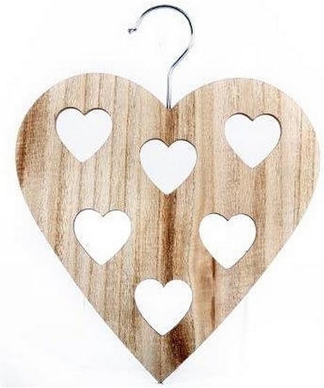 Amazon 木製 ハートの切り抜き スカーフハンガー おしゃれな収納グッズ ワンサイズ ベージュ クローゼット吊り下げ収納 オンライン通販