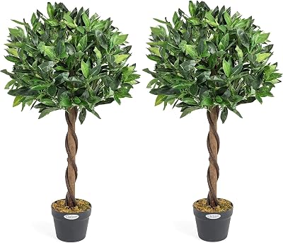 Christow Artificial Bay Tree in Pot 3ft 4ft Twin Pack Indoor Outdoor