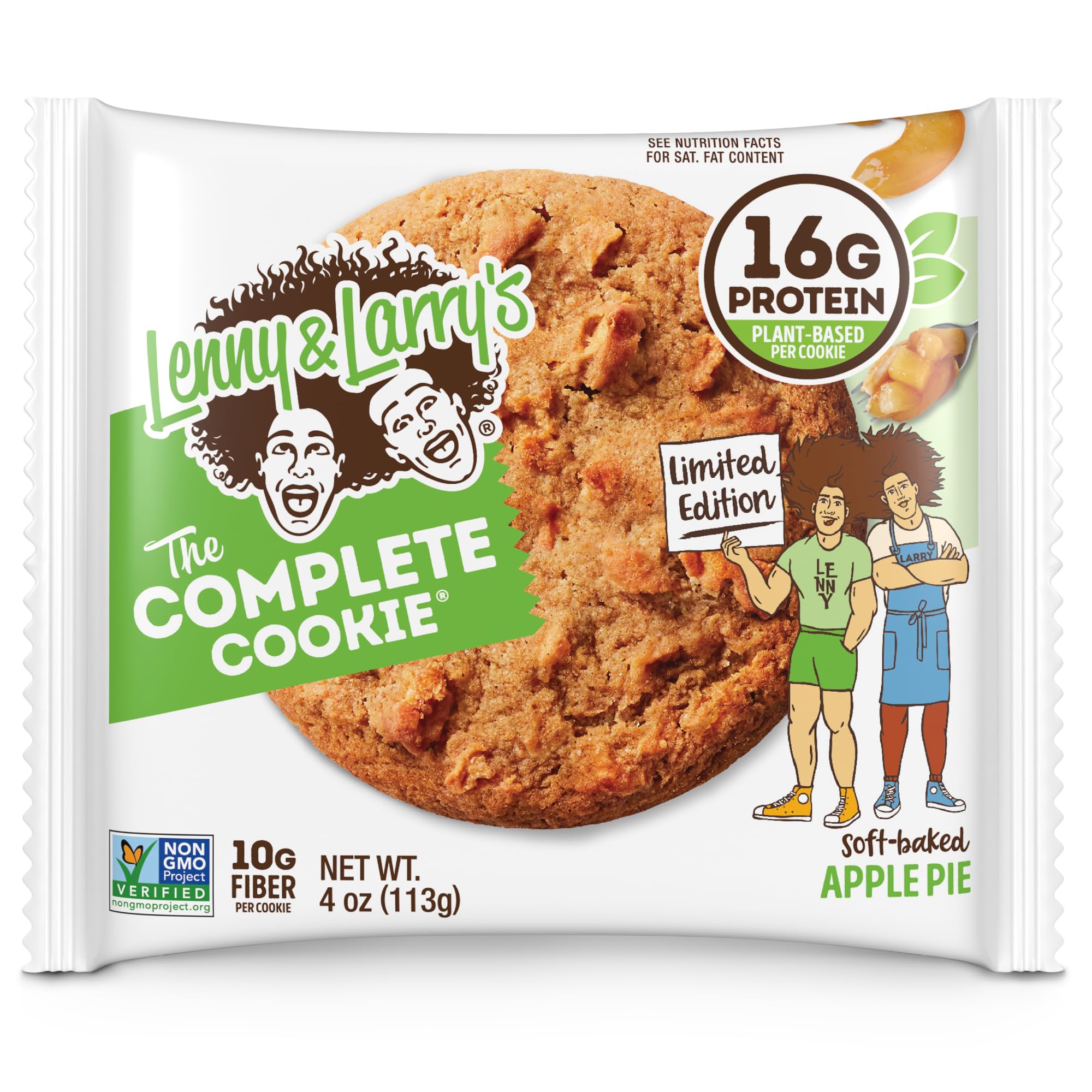 Lenny & Larry's The Complete Cookie, Apple Pie, 16g Plant Protein, Vegan, Non-GMO, 4 Ounce Cookie (Pack of 12)
