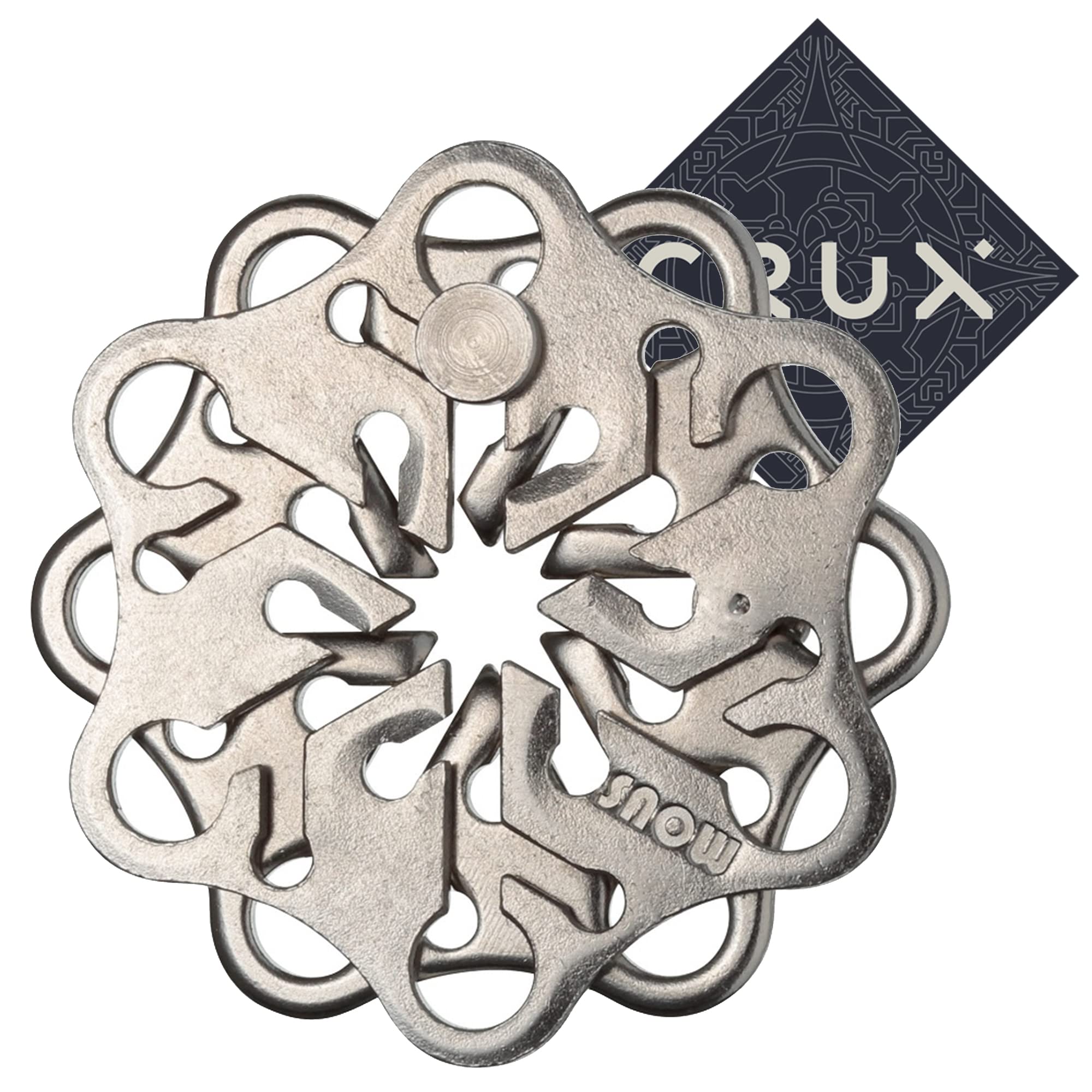 Hanayama Cast Snow Puzzle - Level 2 of 6 - Quite Difficult - Includes Crux Sticker