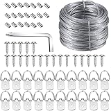 Picture Hanging Kit, Listenman D Ring Picture Hangers with Screws, Picture Hanging Wire(100 Feet) and Aluminum Sleeves, Suppo