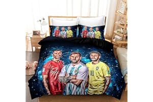 Elincar Soccer Bedding Twin Microfiber 2PC Kids Duvet Cover Set Lightweight Soft Zipper Breathable Closure Soccer Twin Bedding Set 68 x 86