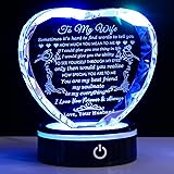 YWHL Gifts for Wife with Colorful LED Base I Love You Gifts for Her from Husband Best Anniversary Birthday Wife Gift Ideas Ro