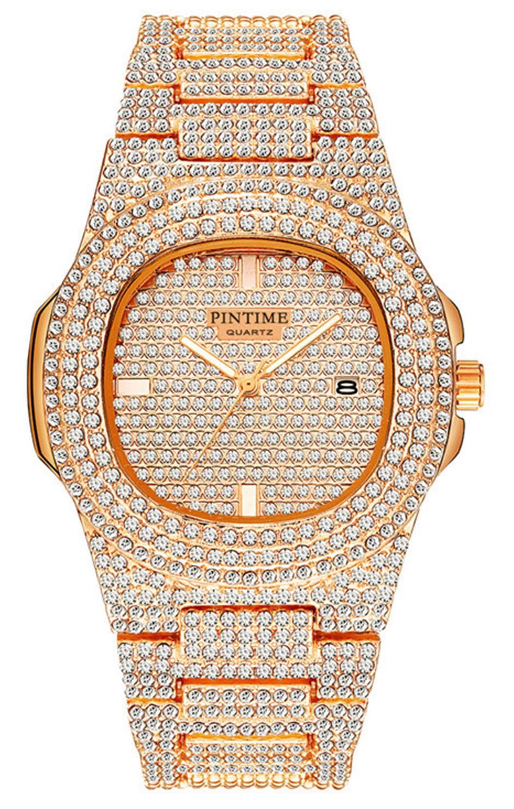 Gosasa Reloj unisex de lujo con diamantes de cristal y esfera grande para hombre y mujer