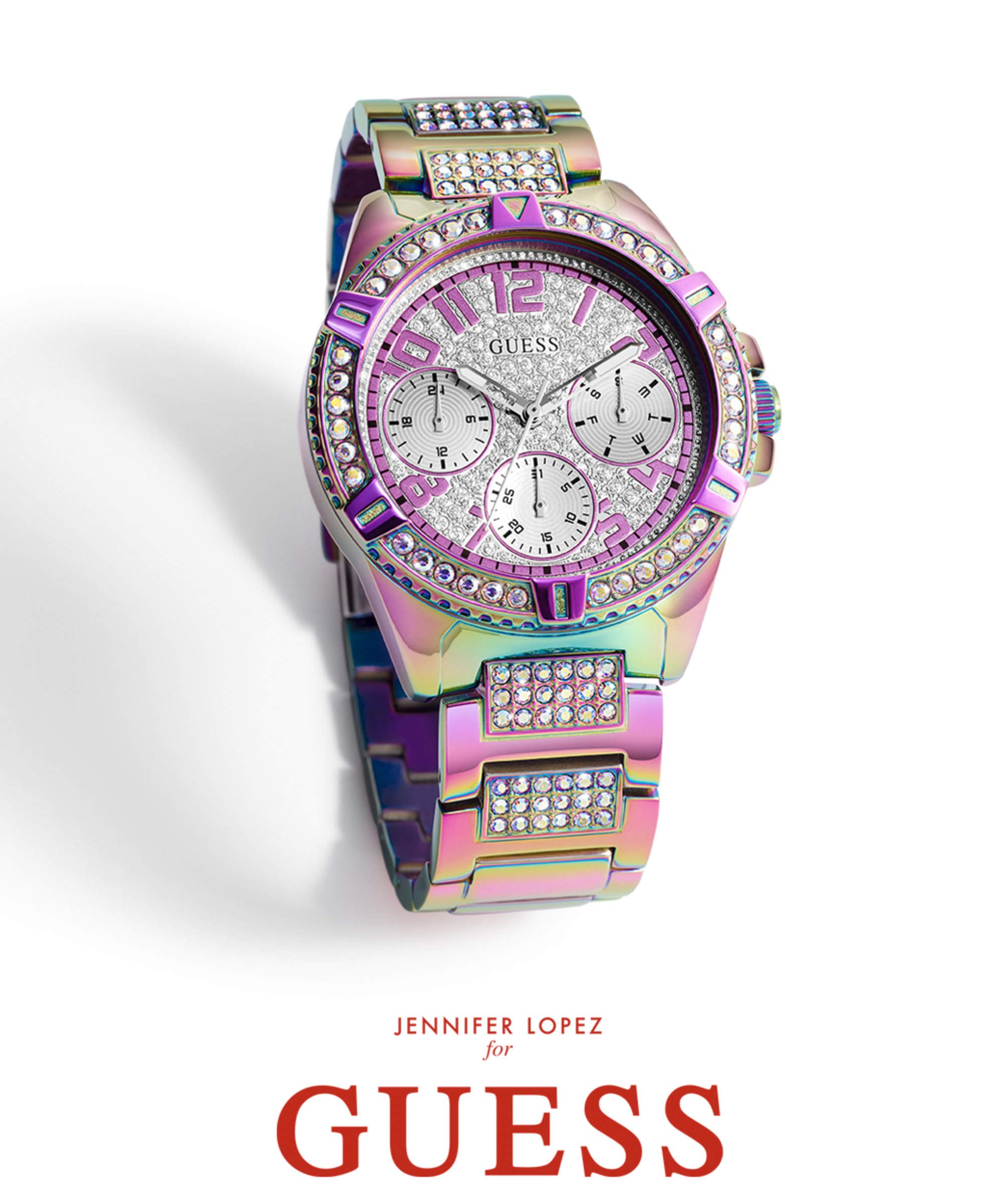 GUESS Iridescent Crystal Multifunction Watch