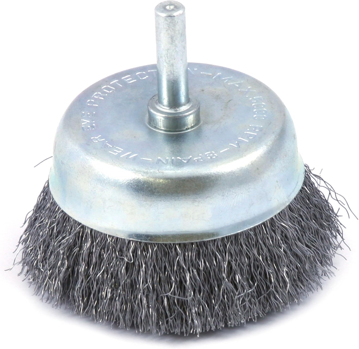 Forney Cup Brush, Crimped, 3 In X .012 X 1/4 In Hex Shank 72731