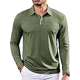 COOFANDY Mens Polo Shirts Long Sleeve Casual Lightweigt Golf Polos Button Collared Tshirt