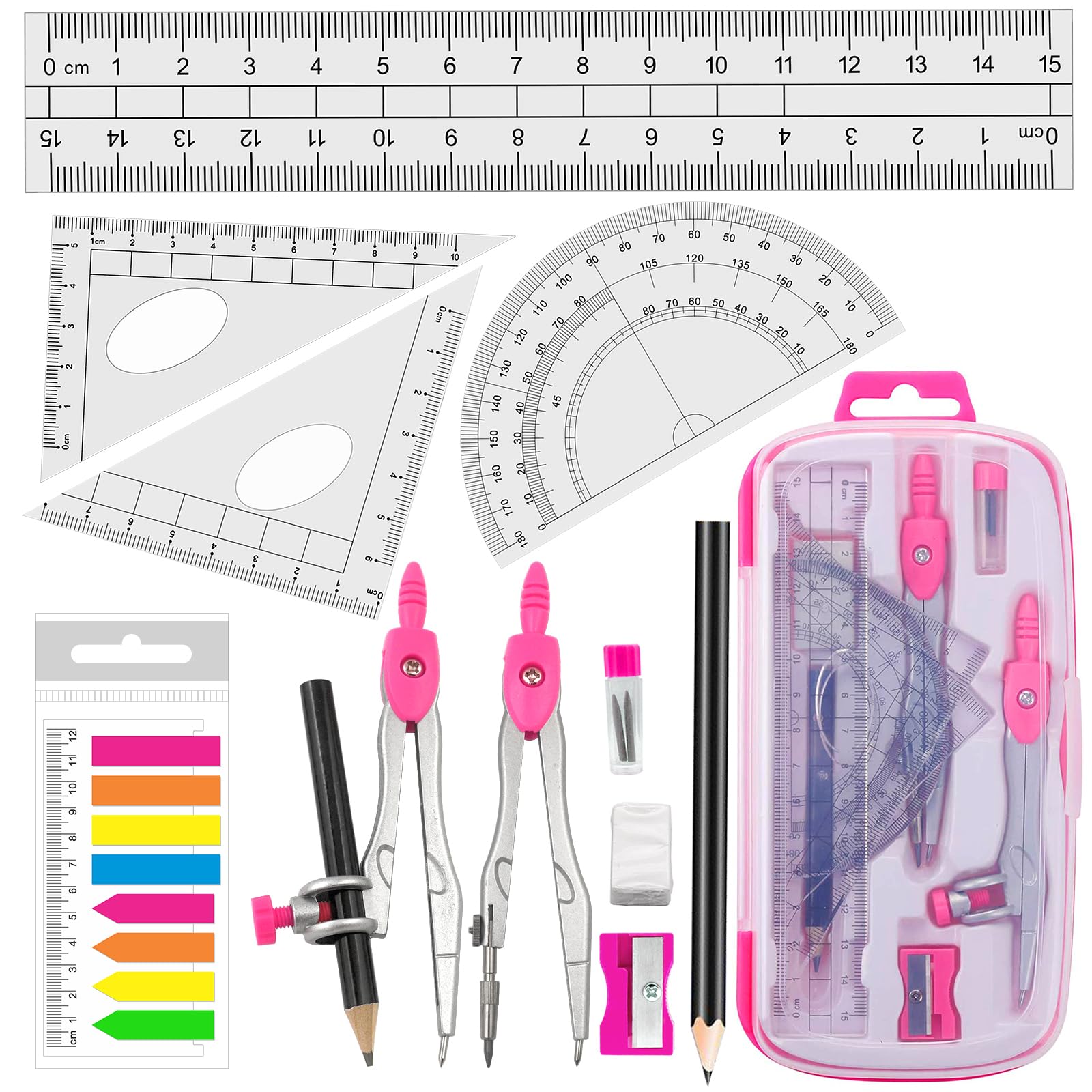Akuoly School Maths Compass Geometry Protractor and Starter Compass Set for Students Maths Homework