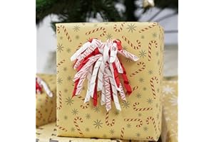 HUIHUANG Christmas Gift Bow for Presents, Curly Bows for Gift Wrapping Self Adhesive Candy Cane Red and White Christmas Bows for Gifts Paper Bags Holiday Decoration Party Favors- 6 Counts