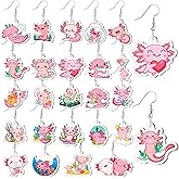 Cunno 24 Pairs Cute Axolotl Earring Gifts for Women Cute Axolotl Acrylic Earring Drop Ideal Gifts for Women Animal Lovers Birthday