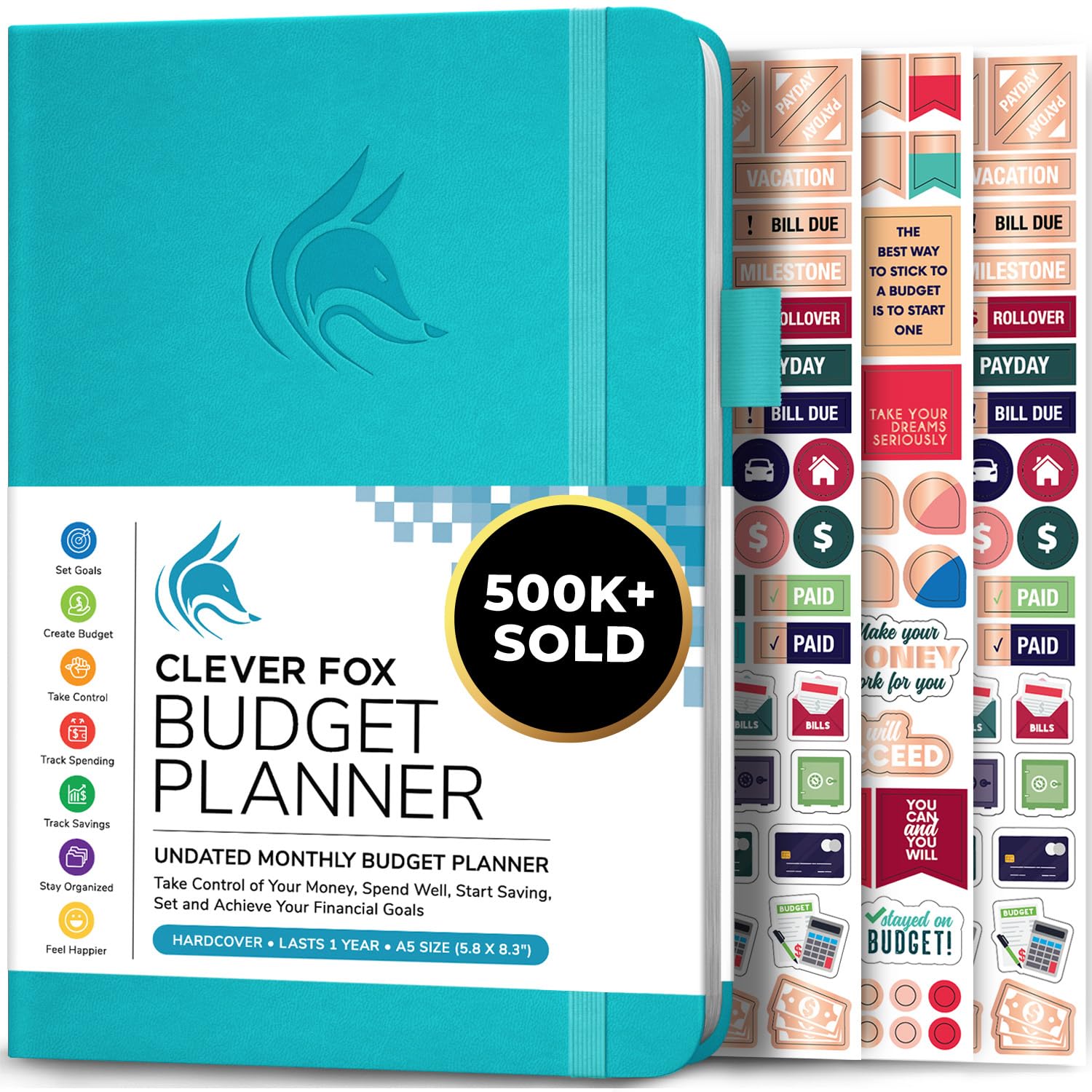 Clever Fox Budget Planner - Expense Tracker Notebook. Monthly Budgeting Journal, Finance Planner & Accounts Book to Take Control of Your Money. Undated - Start Anytime. A5 Size, Teal Hardcover