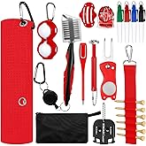 Syhood 21 Pcs Golf Accessories Kit Cleaning Kit Include Golf Brush, Towel, Groove Sharpener, Divot Repair Tool, Ball Alignment Portable Tool Gifts for Men or Women
