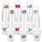 ZCPTZ 100 Pcs 90's Party Plastic Cups 12 oz Back to the 90s Disposable Clear Cups Disco 90's Party Supplies Cup for Retro Party Decorations 90s Theme Party Decorations Cup