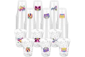 ZCPTZ 100 Pcs 90's Party Plastic Cups 12 oz Back to the 90s Disposable Clear Cups Disco 90's Party Supplies Cup for Retro Party Decorations 90s Theme Party Decorations Cup