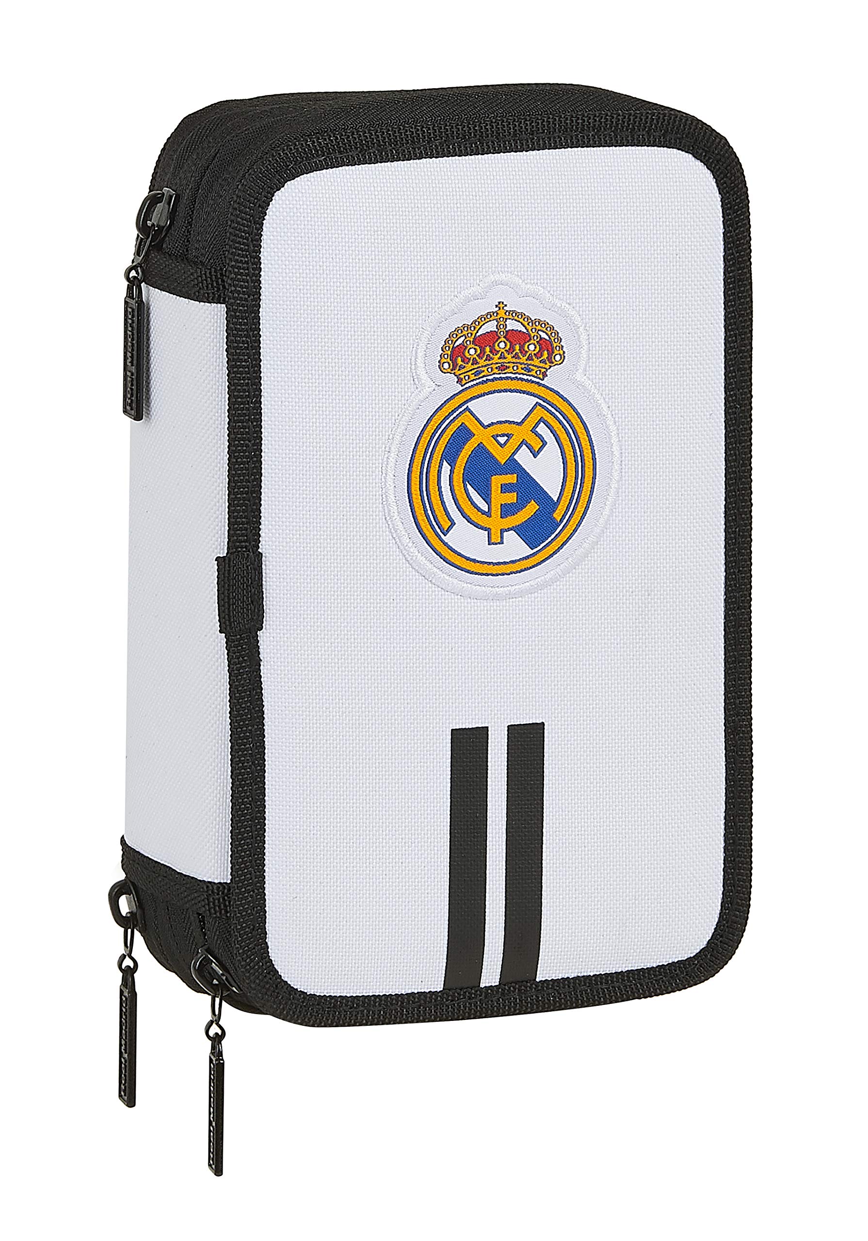 Real Madrid Home 20/21 Shoulder Bag with Outer Pocket, Black White, 125x55x195 mm, Triple Utility Case