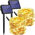 Solar String Lights Outdoor Waterproof, 2 Pack Each 72FT 200 Leds Solar powered Fairy Lights, Decoration Copper Wire Lights w