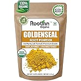 Rootinn Organic - Goldenseal Powder - 3.5 oz, 100 Servings *Lab Tested/USDA Organic* Pure Natural Goldenseal Root Powder Supplement