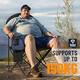 OVERMONT 150kg Folding Camping Chair with Cup Holder High Back Garden Chair view 3