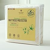 Waterproof Organic Mattress Protector Cal King Size – Soft OCS Certified Organic Cotton Surface – Noiseless & Breathable 250 GSM Pad Cover – Deep Pocket Fitted Design