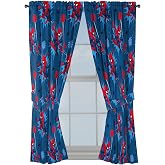 Jay Franco Kids Window Drapes - 4 Piece Curtain Set Includes 2 Tiebacks, Beautiful Bedding Room D&eacute;cor and Easy Set Up, Blue - Spiderman, 63 Inch