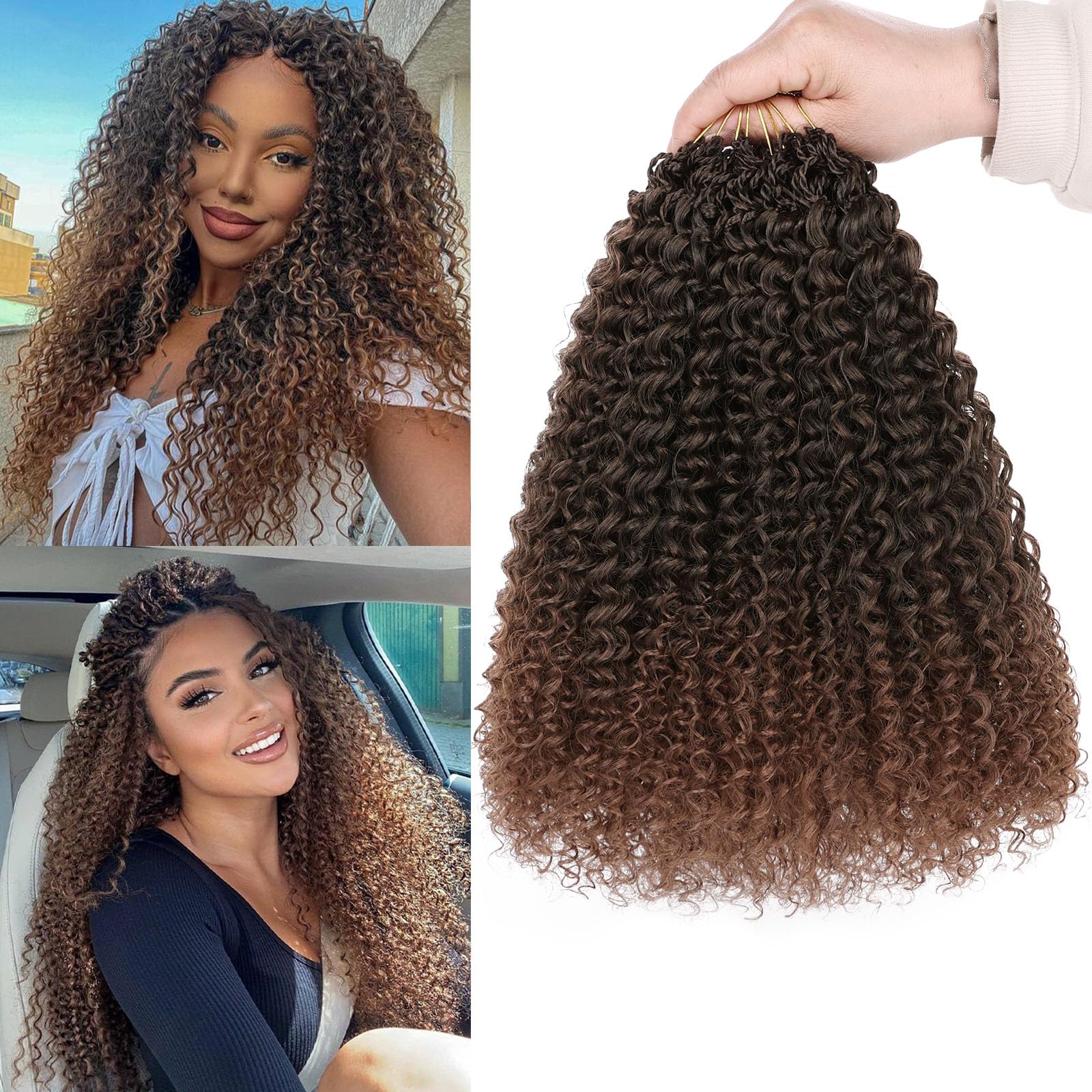 Samtress 12 Inch Pre Looped Micro Curly Twist Crochet Hair Synthetic 8 Packs Micro Twist Kinky Curly Crochet Hair for Black Women (#T30)