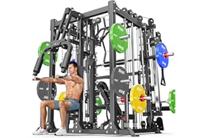 XGSW XINGESIWR Smith Machine Power Rack Multifunctional Power Cage Deep Squat Rack Cable Crossover System Selectable More Training Attachment for Garage & Home Gym