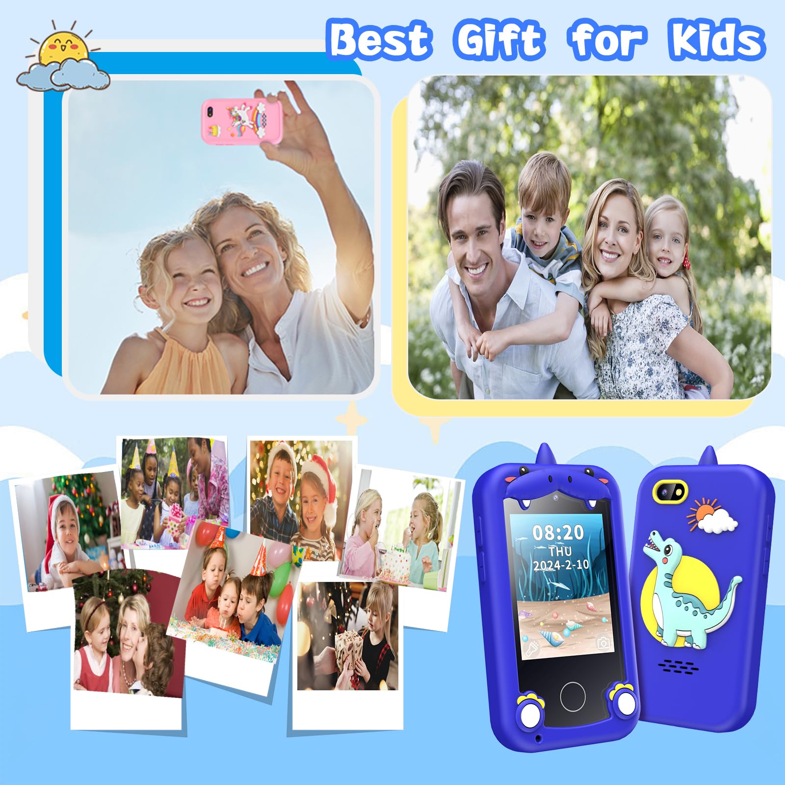 Kids Phone for Boys,Toys for 3-10 Year Old Boys Girls,Christmas Birthday Gifts for Girls,Toddler Smartphone Learning Toys,Kids Toys Play Cell Phones with Camera, Games, Music