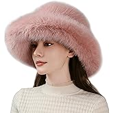 Dikoaina Luxury Faux Fur Bucket Hat for Women Girl – Oversized Brim, Super Soft & Fluffy Winter Hat, Cozy Fur-Like Beanie