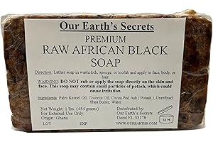 Our Earth's Secrets Raw African Black Soap, 1 lb.