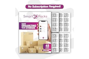 SmartPacks QR Code Stickers | Qr Code Labels for Storage | No Subscription | Premium Smart Labels with App | Advanced Pack and Track Labels with QR Code for Inventory, Storage, Moving | 48 Stickers