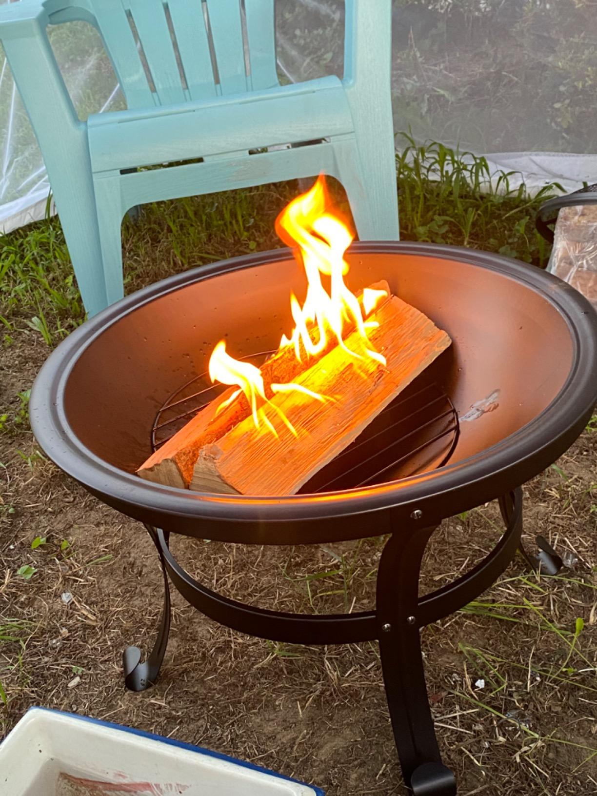 KingSo Fire Pit, 22" Fire Pits Outdoor Wood Burning Steel BBQ Grill