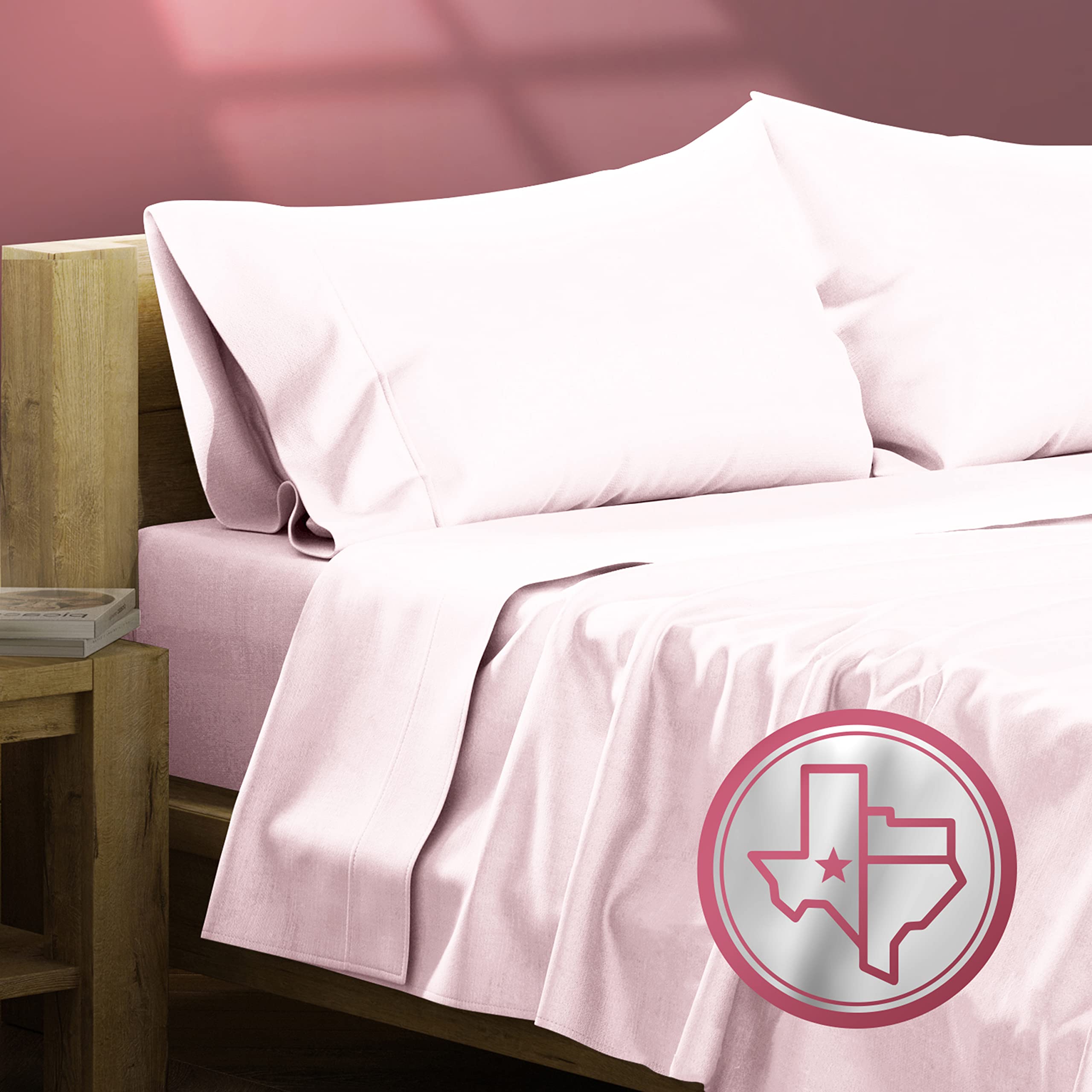 Photo 1 of TEXAS LINEN CO. 100% Egyptian Cotton Sheets Full Size - 800 Thread Count 4 PC Blush Full Sheet Set for Hot Sleepers, Breathable & Cooling Bed Sheet, Sateen Hotel Sheets, Fits Upto 18'' Deep Pocket