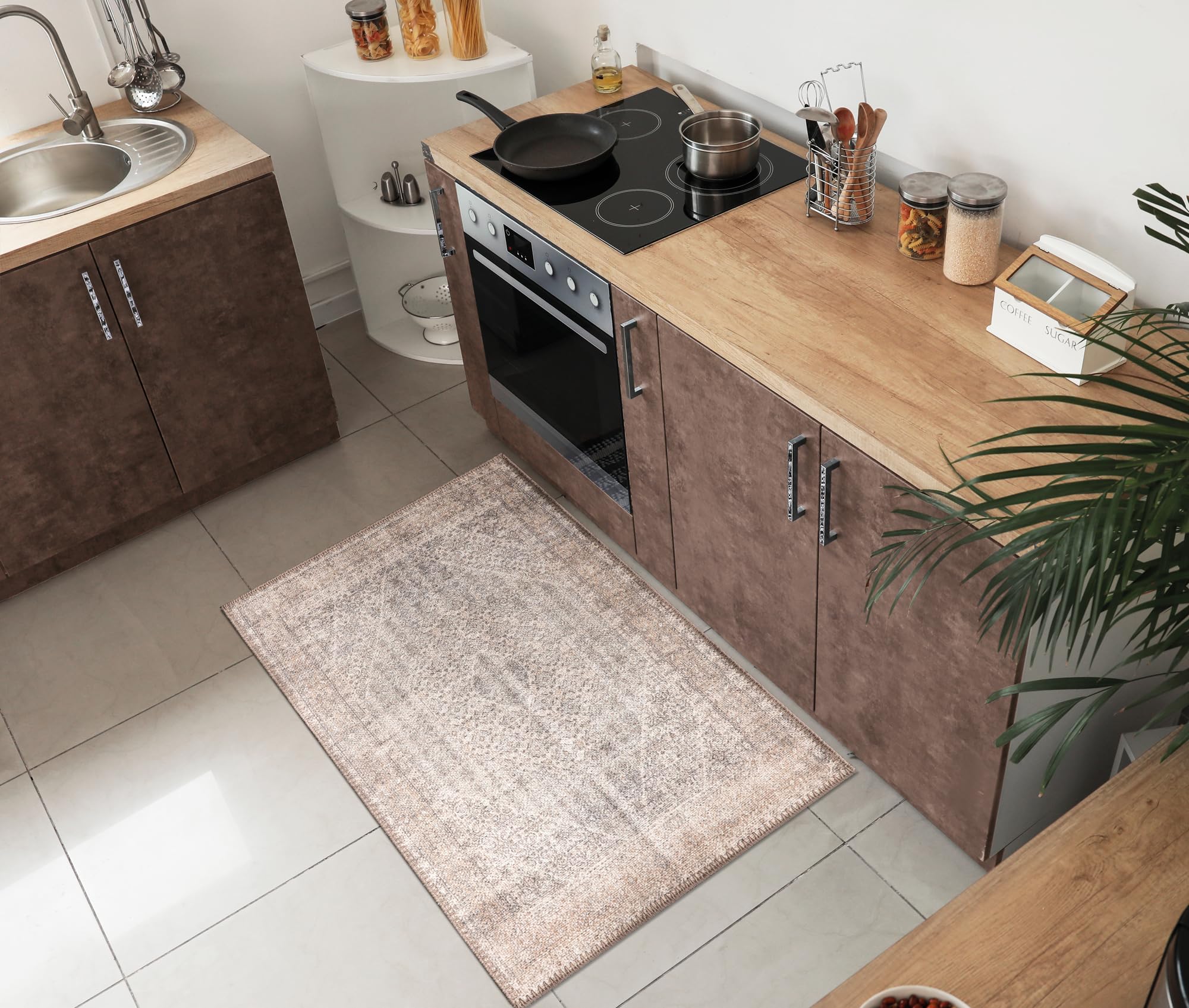 Photo 1 of Keen Home Design 2x3 Rug - Machine Washable Entry Rug with Non-Slip Backing, Ideal for Enteryway, Kitchen, Bathroom, Laundry Room - Vintage, Easy Clean, Durable, Low Pile Rug - (2' x 3')
