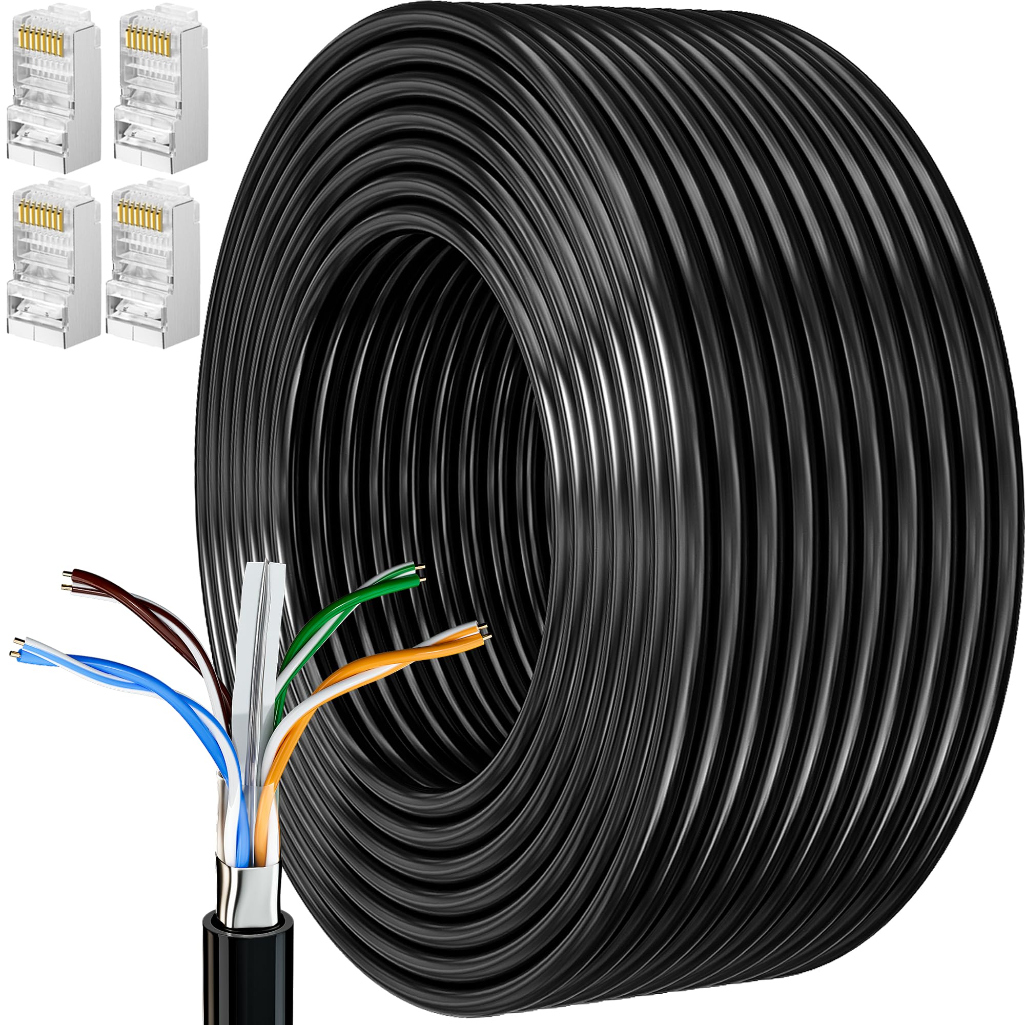 MEIPEK 20m Ethernet Cable Cat 6 External Bulk Internet Cable 20 Meters FTP 23AWG Lan Extra Long High Speed Rj45 Network Shielded Patch — image 1
