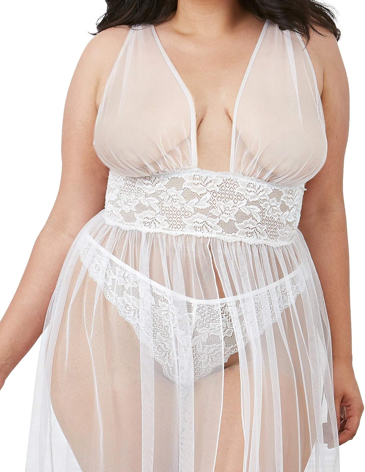 Dreamgirl Women's Plus Gown, White, One Size Queen: Clothing