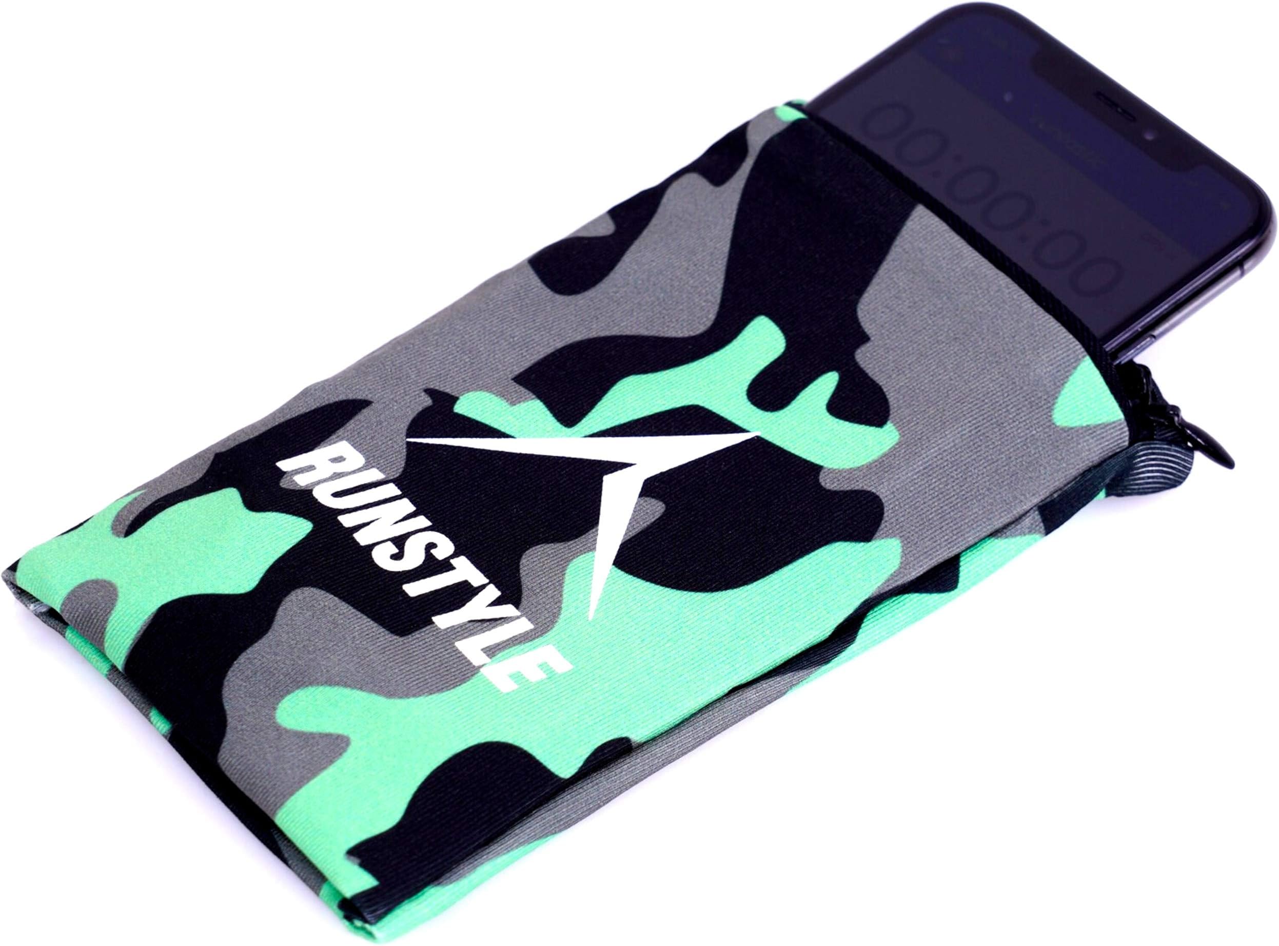 RUNTYLE Running Armband/Running Phone Armband/Phone Armband for Running/Wrist Wallet for Forearm with Zipper and Water Resistant Phone Pouch - 6.5" (Camouflage Dark (Green/Black), L)