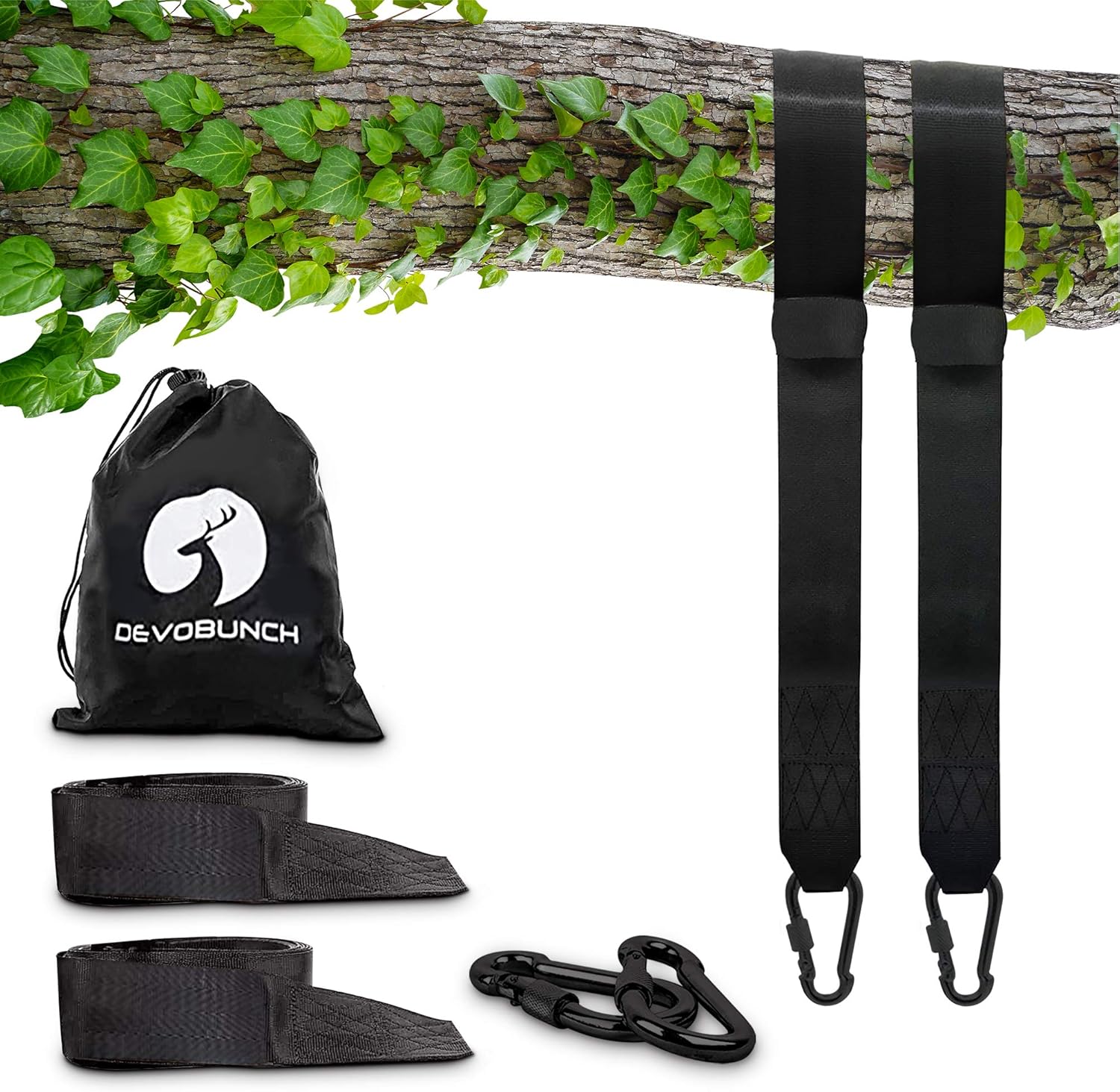 Devobunch 5ft Tree Swing Straps Kit, Heavy Duty Hanging Strap with 2