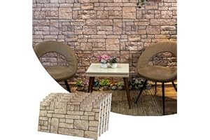 Dundee Deco 3D Wall Panels Brick Effect - Cladding, Beige Stone Look Wall Paneling, Styrofoam Facing for Living room, Kitchen, Bathroom, Balcony, Bedroom, Set of 5, Covers 27 sq ft