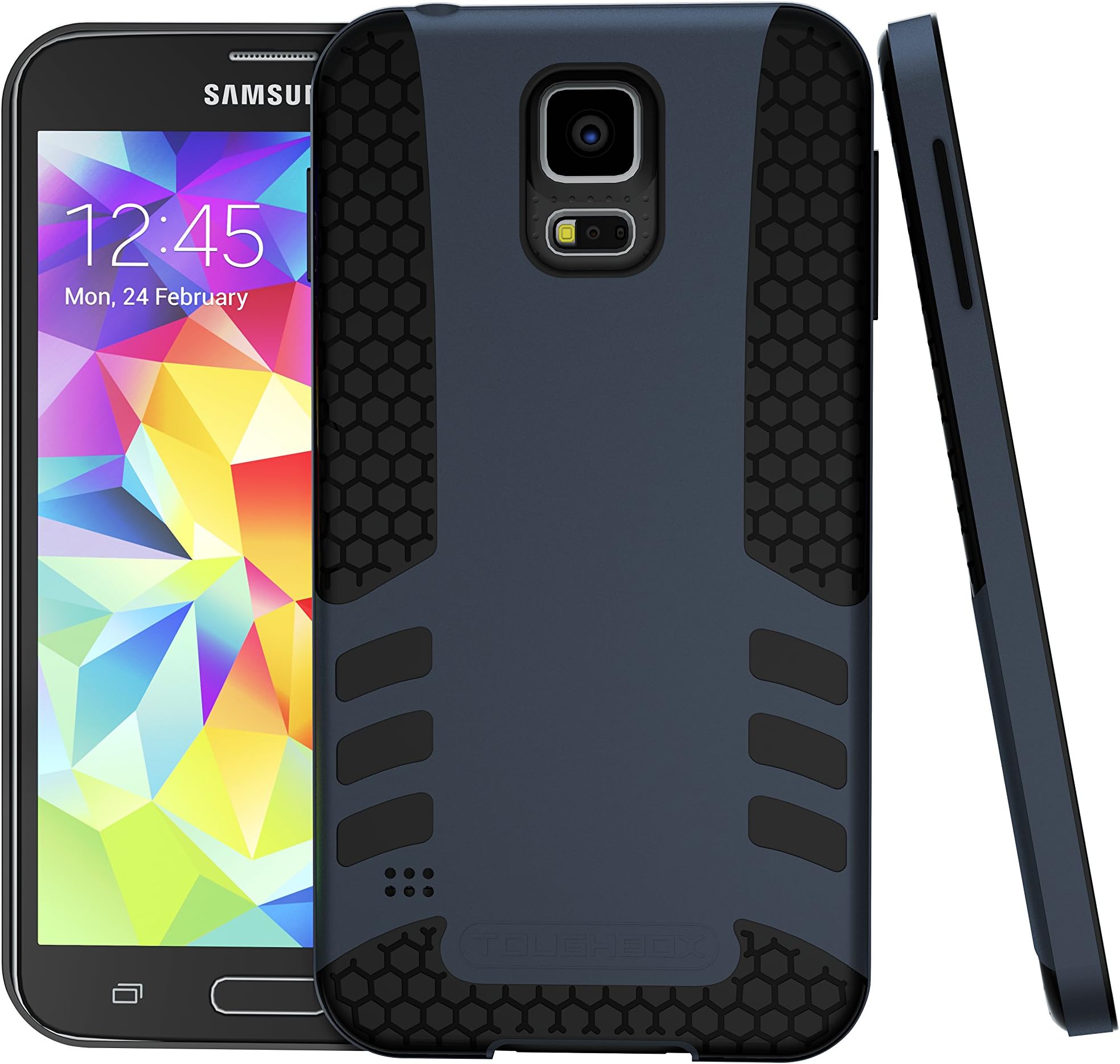 Galaxy S5 Case, ToughBox [Titan Series] [Slim-Fit] [Non-Slip] [Dual-Layer] [Dark Titanium Blue] for Samsung Galaxy S5 Case Protective Hard Cover