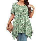 POPYOUNG Women Tunic Spring Summer Short Sleeve Long Shirts Tops with leggings