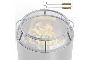 SafBbcue Fire Pit Spark Screen for Solo Stove Yukon Shield Accessories, Stainless Steel Fire Pit Protector Mesh Screen for Solo Stove Yukon Screen Cover, Round Spark Screen with Removal Tools