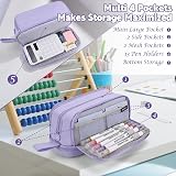 Howala Large Capacity Pencil Case 4 Compartments Purple Multifunctional Bag view 4