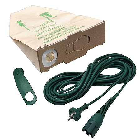 Spar-Set, 10 Staubsaugerbeutel + 1 Kabelhalter + 10 Meter Kabel VK 130 geeignet für Ihren Vorwerk Kobold 130 / 131
