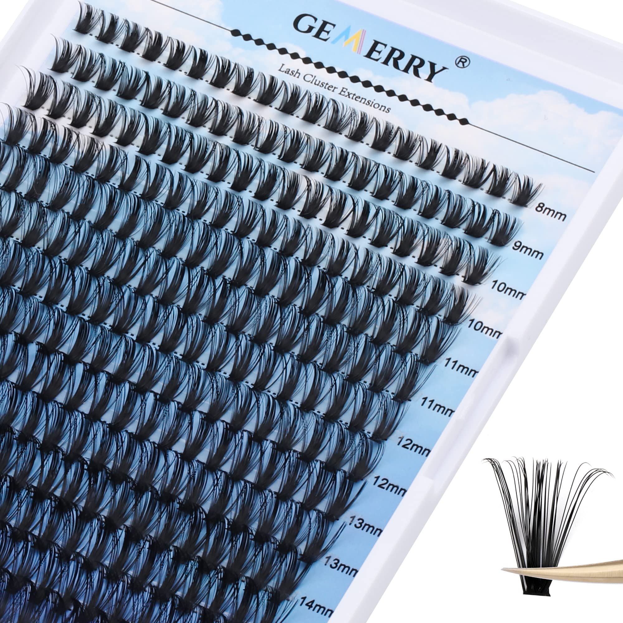 GEMERRY 280pcs 0.07mm 50D 8-16 MIX D Curl Cluster Lashes Individual Lashes Large Tray Lash Clusters Soft &Natural Individual Lashes Cluster Reusable DIY Eyelash Extensions(0.07-50DD-816mm) — image 1