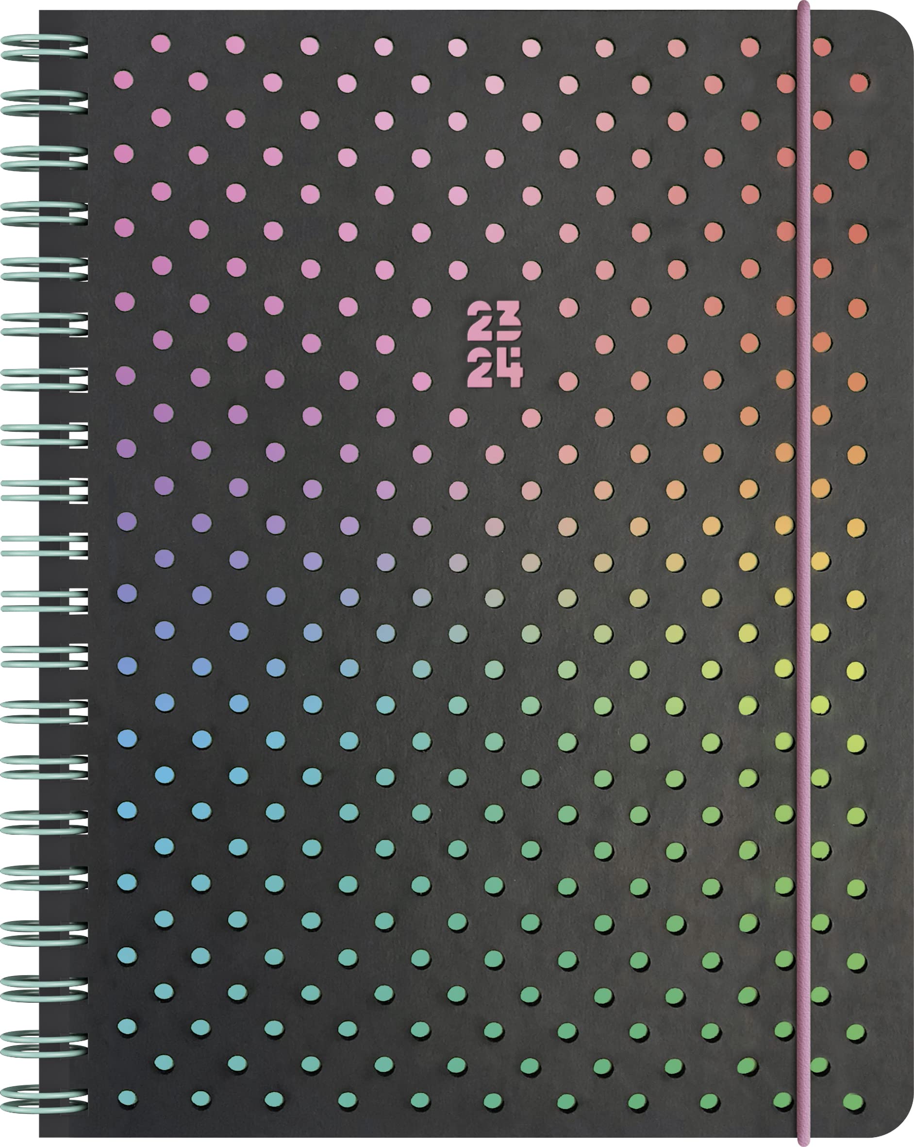 BRUNNEN School Calendar "Disco" 2023/2024 2 Pages = 1 Week A6 Black/Pink