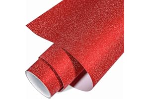 VINYL FROG Shimmer Adhesive Vinyl 12"x60" Red Glitter Craft Permanent Vinyl for Craft Cutter for Home Decor