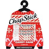 ChapStick Candy Cane Flavored Lip Balm Sticks, Holiday Gift Set, 4-Pack | 0.15 oz Each, Limited Edition Seasonal Stocking Stuffer, Peppermint Flavored, 24 Hour Moisture to Hydrate Dry, Chapped Lips