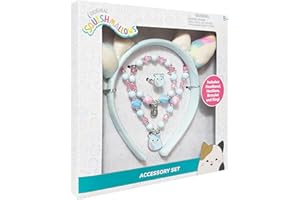 LUV HER Licensed Squishmallows Headbands for Girls - Kids Jewelry Dress Up Set All in one Giftable Box - Headband Play Jewelry Set - 4pc (Headband, Necklace, Dress Up Bracelet, Ring) Ages 8+