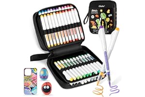 Ohuhu Acrylic Paint Markers Brush Tip: 48 Pack Automatic Ink Control Acrylic Markers High Opacity Paint Pens Waterproof Light